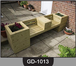 Wooden Bench with Pot ~ GD-1013