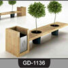 Wooden Bench with Pot ~ GD-1136