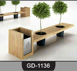 Wooden Bench with Pot ~ GD-1136