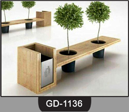 Wooden Bench with Pot ~ GD-1136