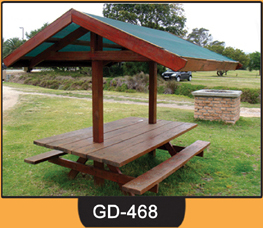 Wooden Bench with Table ~ GD-468